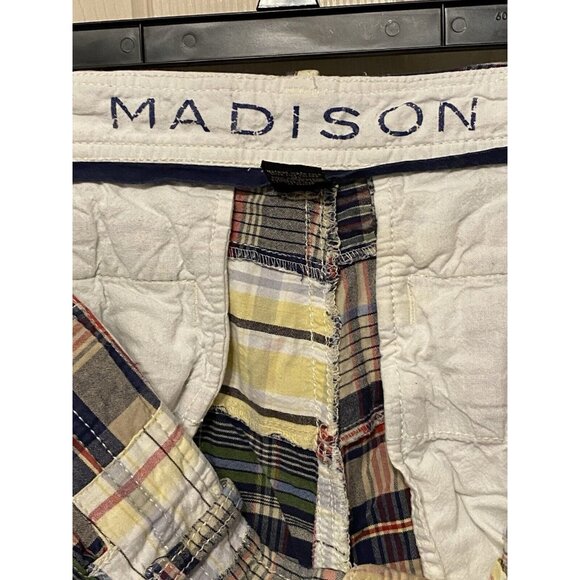 Madison Patchwork Multicolor Shorts Men's Size 36 Flat Front Summer Beach Fun - Picture 7 of 12